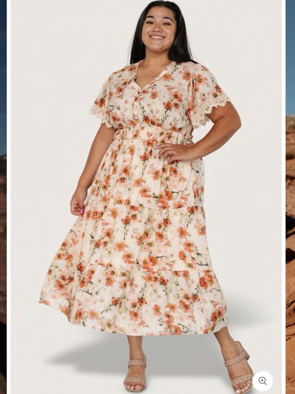 Baltic Born Peach Floral Maxi Dress